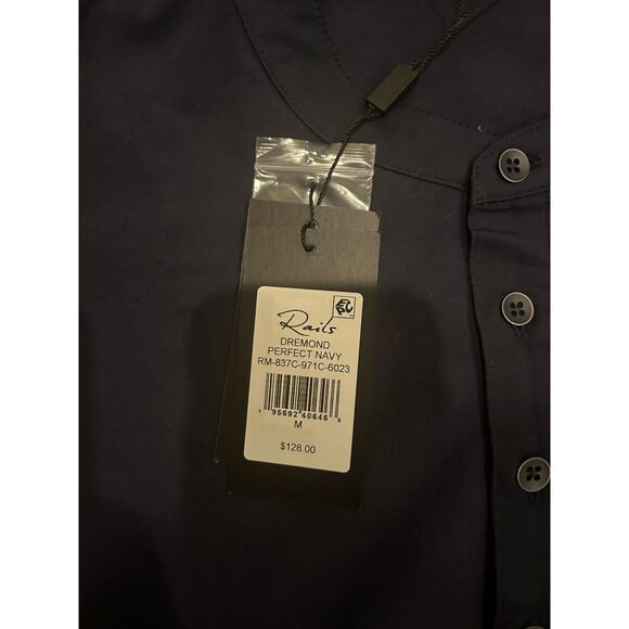 Rails Nordstrom Dress Shirt Button Down Perfect Navy Men's M Designer NWT - Picture 3 of 3